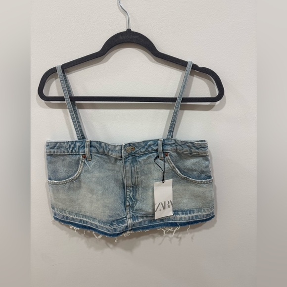 Zara denim Crop top NWT SZ M - Picture 6 of 6